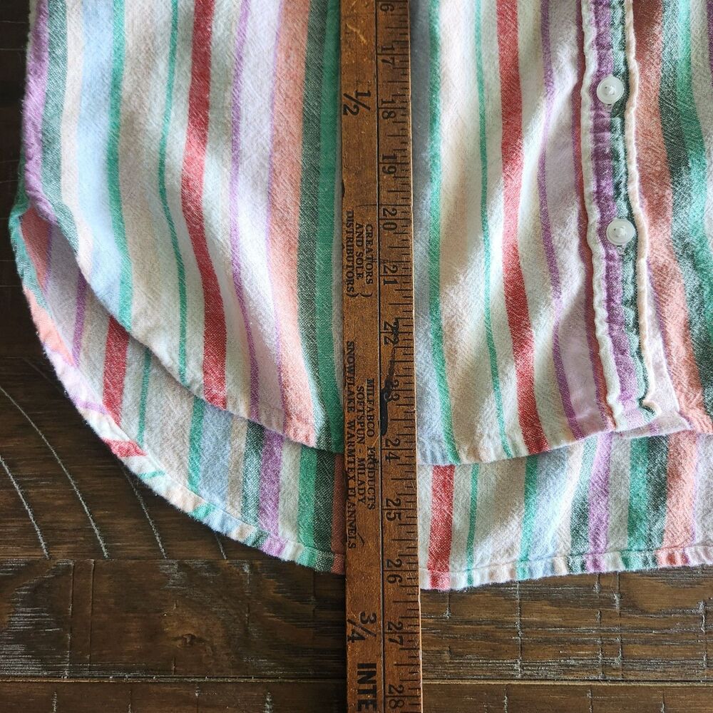 Time And Tru Button Up Shirt Womens XL 16 18 Linen Blend Striped Short Sleeve - Picture 5 of 10